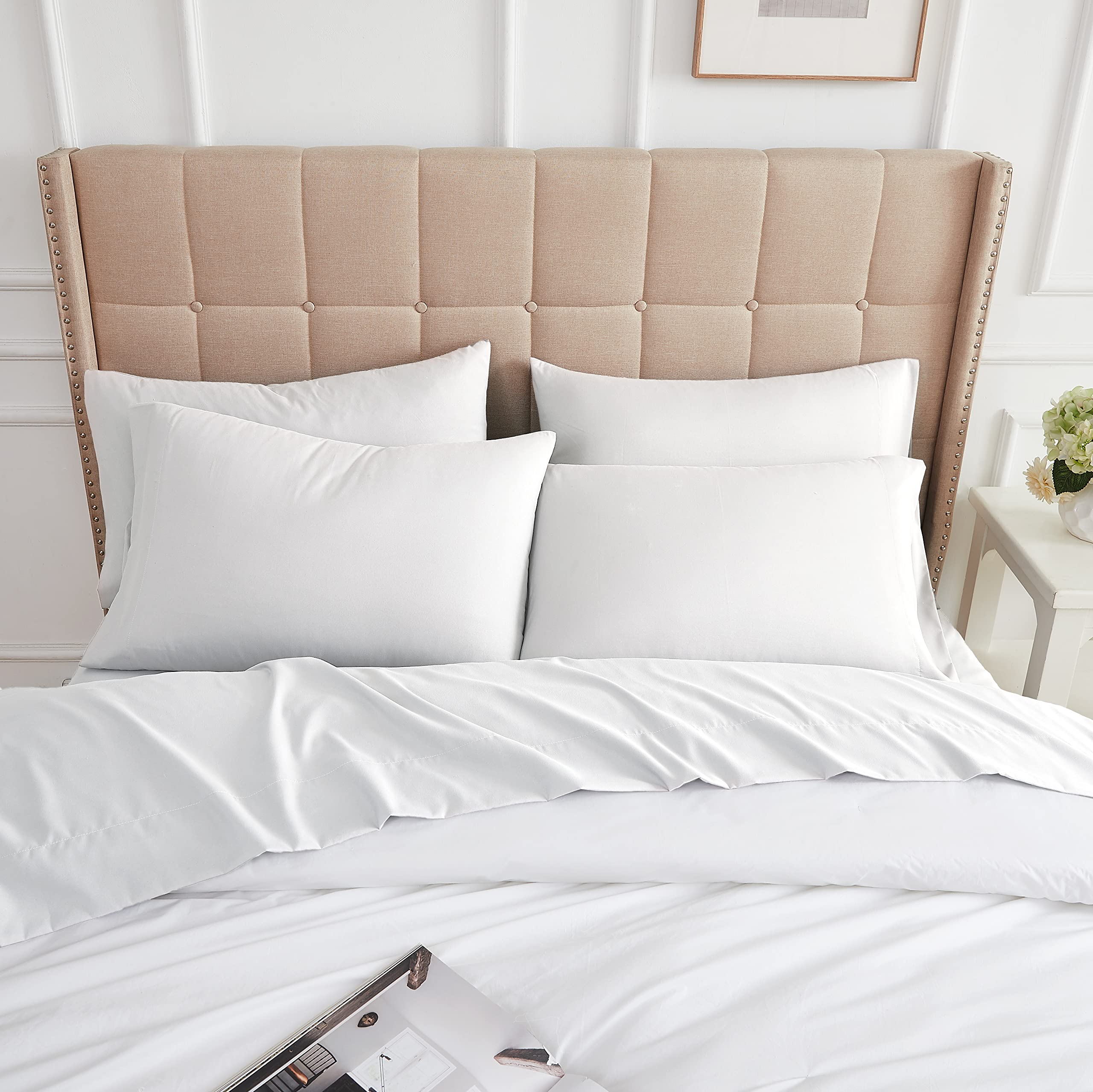 Southshore Fine Linensa - Vilano Springs 4 Piece - 21 Inch - Extra Deep Pocket Sheet Set (Twin, Bright White)