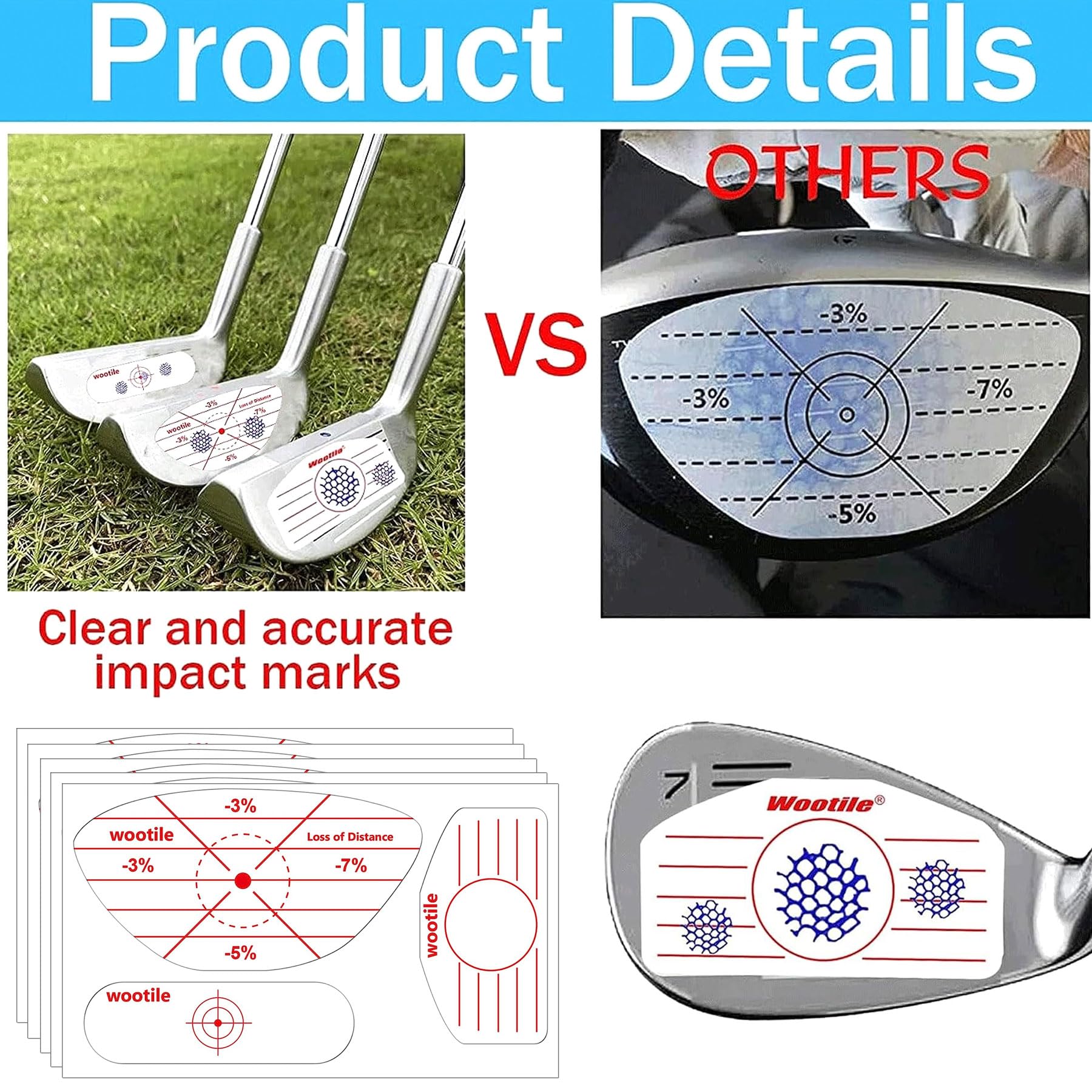 Golf Driver Impact Tape Labels 180Pcs Golf Impact Stickers Golf Clubs Labels For Swing Training Irons And Woods Iron Ball Hittin