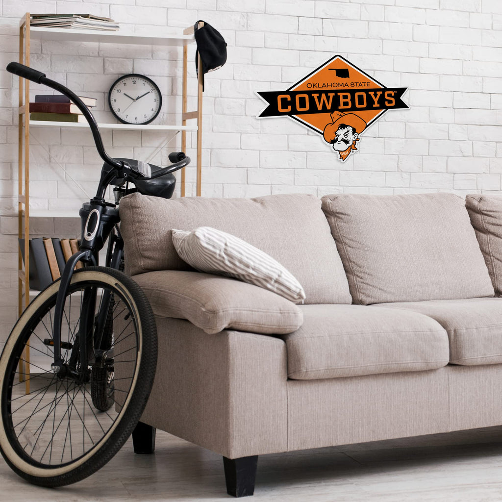Rico Industries Ncaa Oklahoma State Cowboys Diamond Shape Cut Pennant - Home And Living Room D  Cor - Soft Felt Ez To Hang 20.5