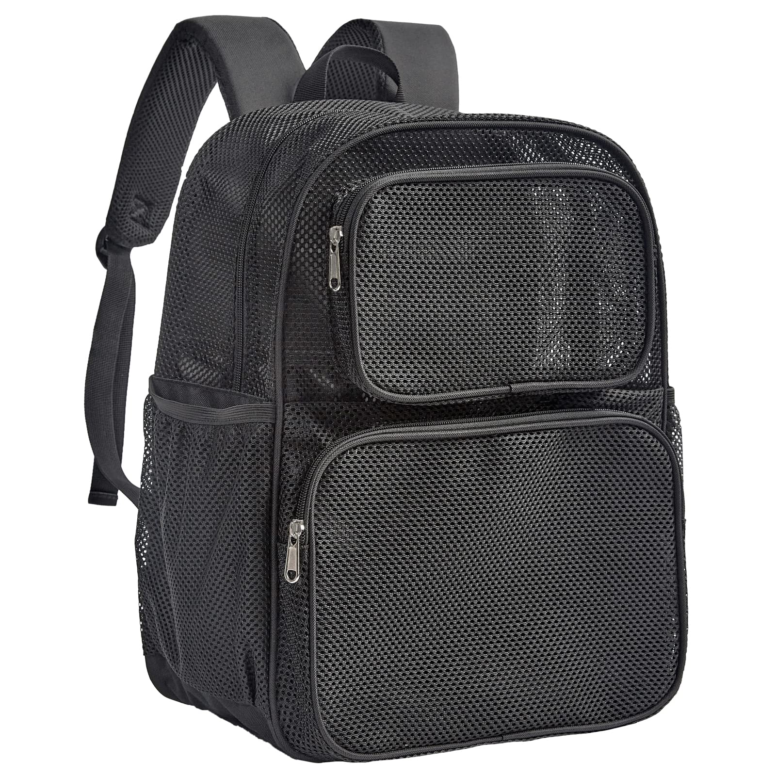 COVAX Large Mesh Backpack, Semi-transparent College Backpack, See Through Mesh Bookbag with Bungee and Comfort Padded Straps for