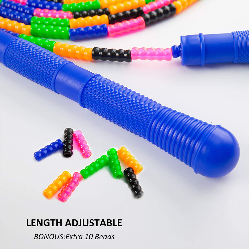 Beprezco Long Jump Rope,Double Dutch Jump Rope 16 Ft 2 Pack, Jump Rope For Kids Adults, Beaded Segmented Skipping Rope (Blue)