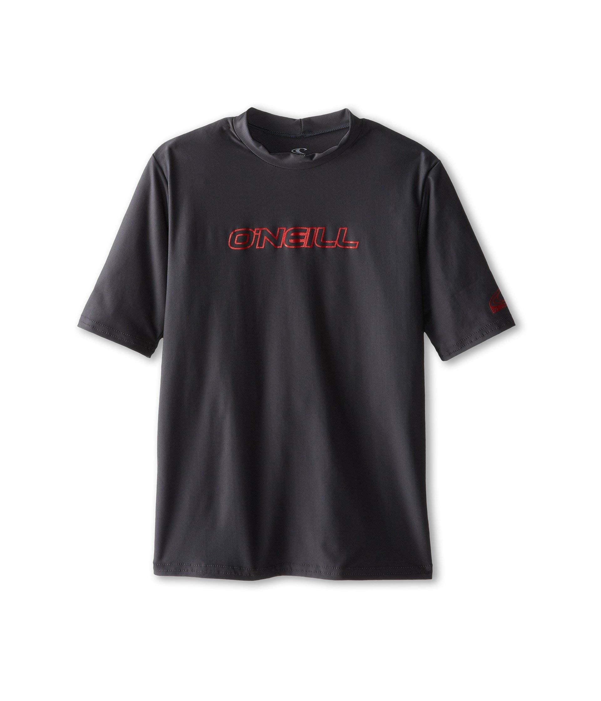 ONeill UV 50+ Sun Protection Youth Basic Skins Short Sleeve Tee Sun Shirt Rash Guard, Graphite, 6