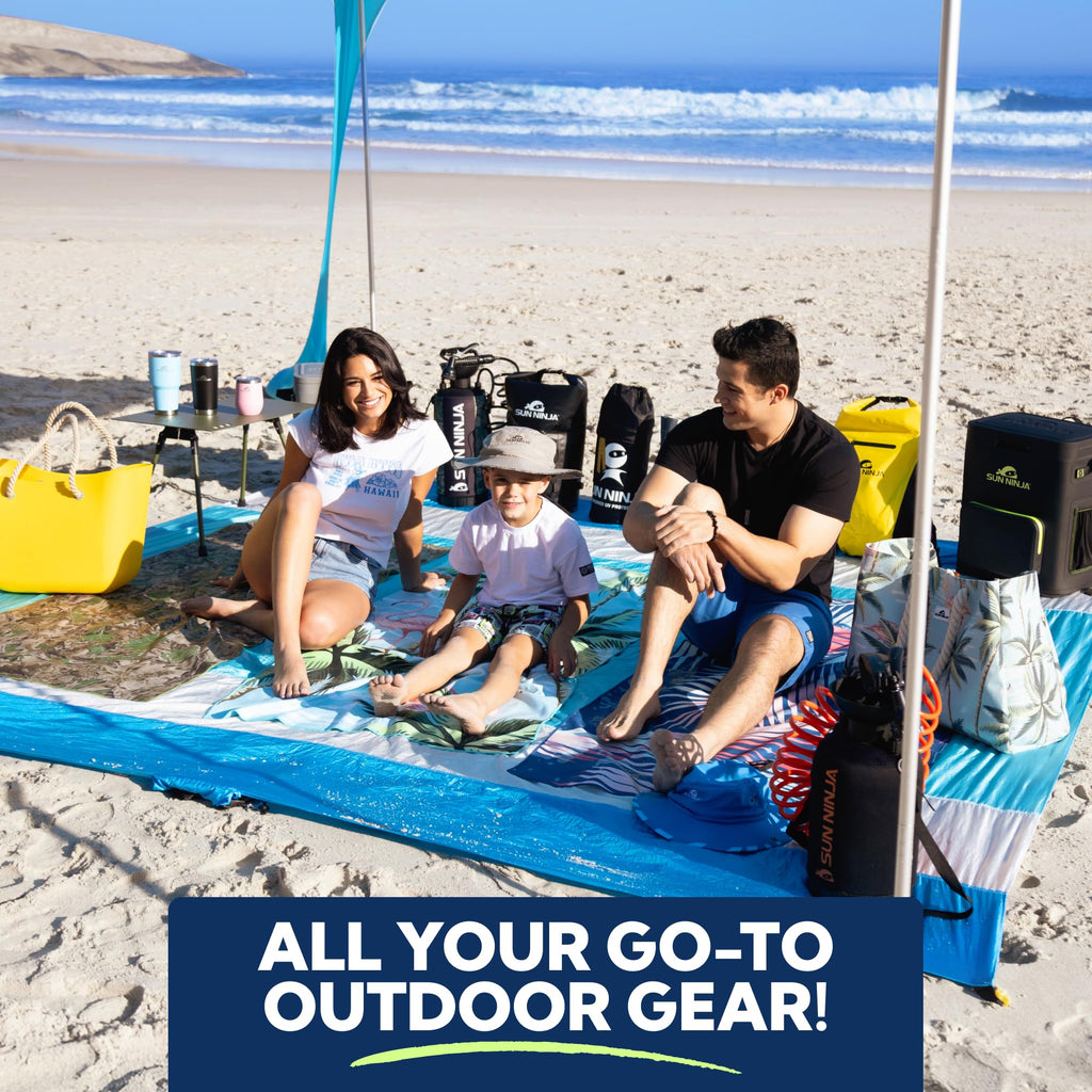 Sun Ninja Beach Tent Shelter With Upf50+ Protection, Includes Sand Shovel, Ground Pegs, Stability Poles, Outdoor Pop Up Shade Ca