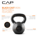 Cap Barbell Black Cast Iron Kettlebell | 35 Pounds