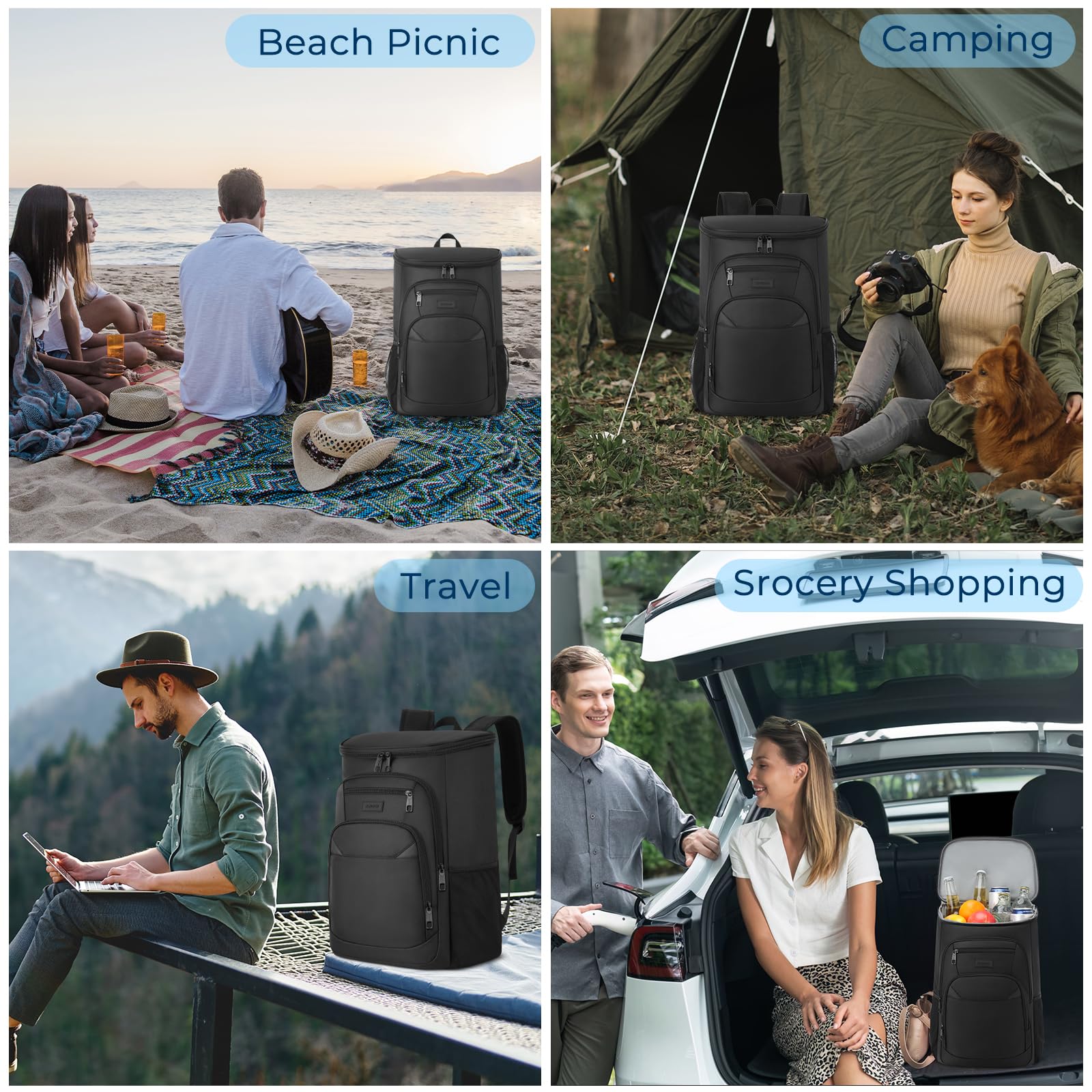 Cooler Backpack, Insulated Backpack Cooler Leakproof Waterproof Large Capacity Cooler Bag For Men Women Picnic Beach Camping