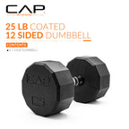 CAP Barbell 12-Sided Coated Dumbbell with Chrome Handle, Pair, 25 LB