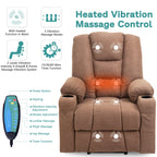 Meetwarm Power Lift Chair Electric Recliner For Elderly Heated Vibration Massage Soft Fabric Recliner Chair With 2 Remote Contro