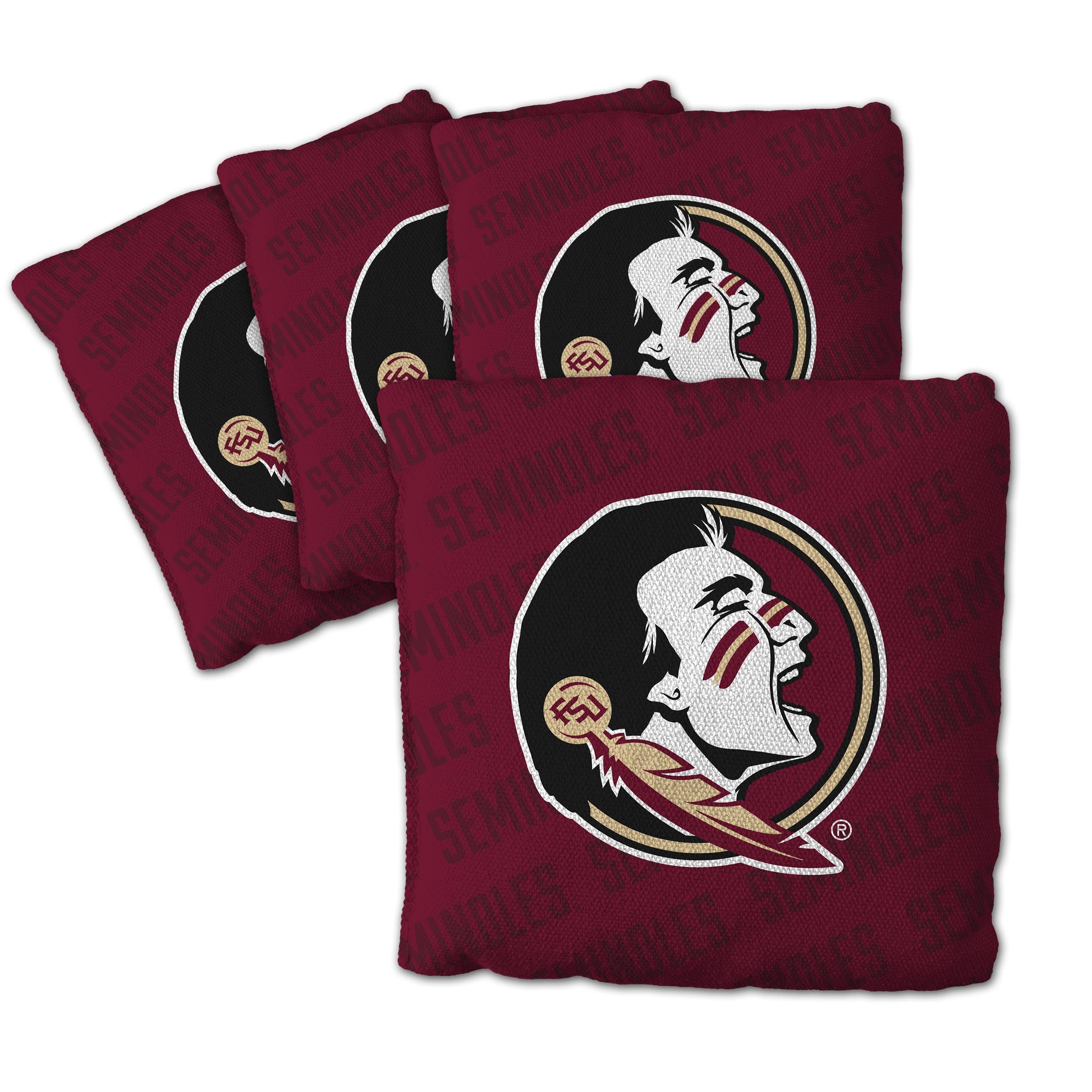 YouTheFan Officially-Licensed NCAA Florida State Seminoles Set of 4 Cornhole Bags - All Weather Regulation 6    x 6    Size - 16