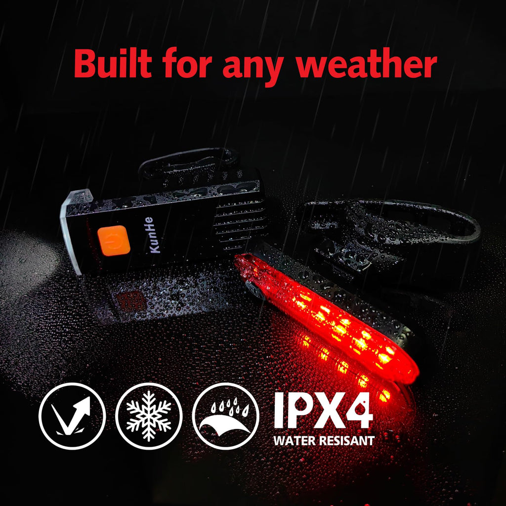 KUNHE 20 Pack USB-C Rechargeable Bike Lights Bulk for Night Riding Men Women & Kids 3 Lights Modes Used as a Safety Indicator Li