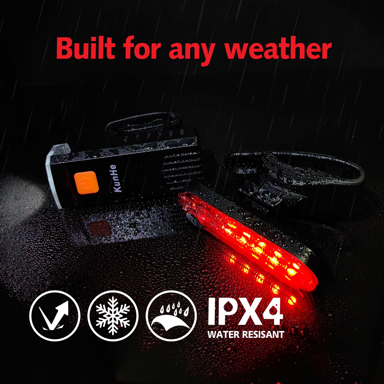 KUNHE 20 Pack USB-C Rechargeable Bike Lights Bulk for Night Riding Men Women & Kids 3 Lights Modes Used as a Safety Indicator Li