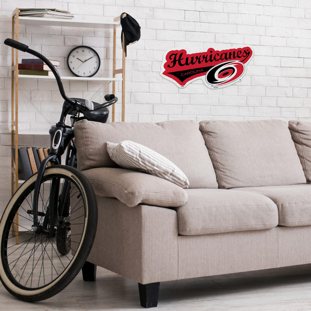 Rico Industries Nhl Carolina Hurricanes Distressed Shape Cut Pennant - Home And Living Room D  Cor - Soft Felt Ez To Hang 18X0.1