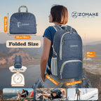ZOMAKE Lightweight Packable Backpack 30L, Foldable Hiking Backpacks Water Resistant Compact Folding Daypack for Travel(Plaid Roy