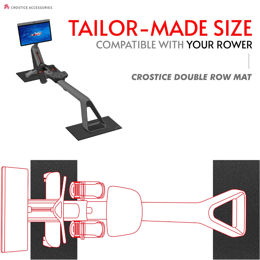 Crostice Double Mat Compatible With Peloton Bike, Row & Concept 2 Rowing Machine, Thickness 6Mm, Bike Trainer Accessories, 11.8X