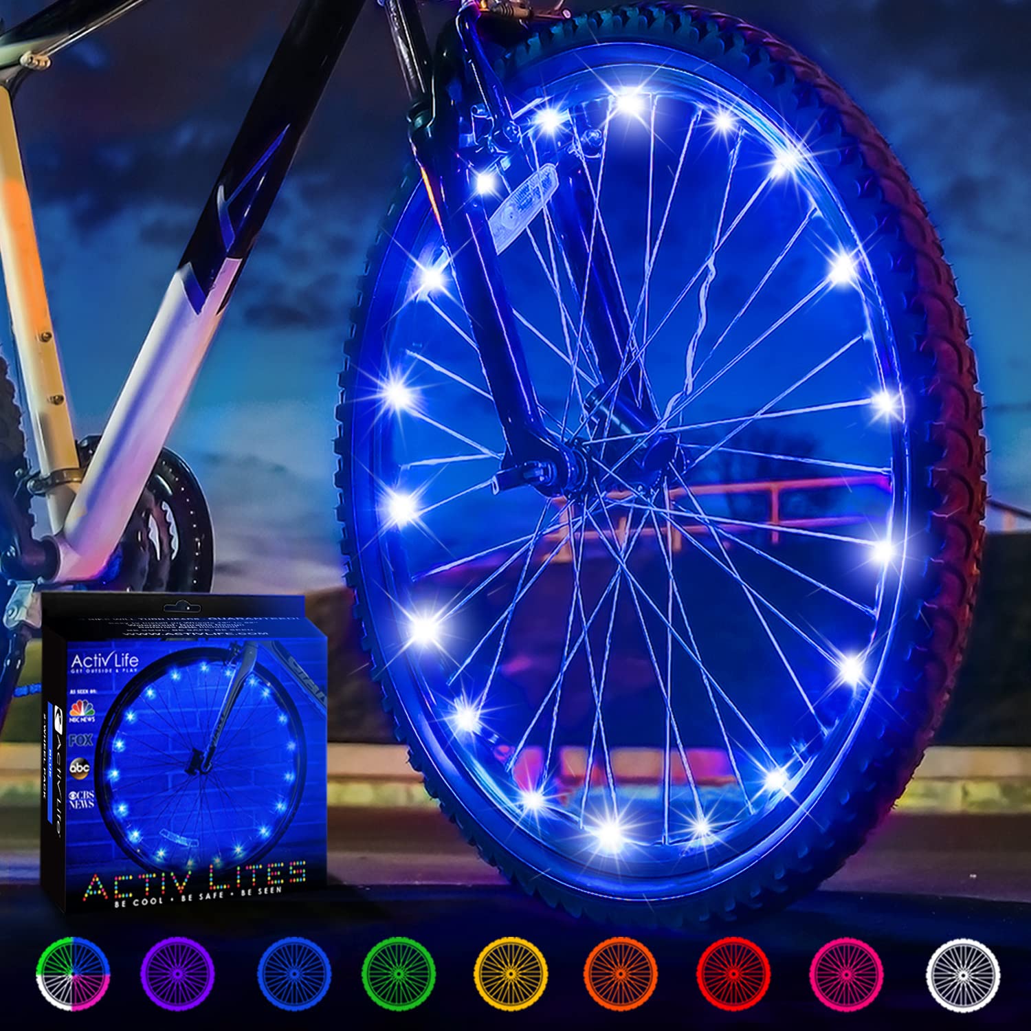Activ Life Bike Lights, Blue, 1-Tire Pack Led Bicycle Christmas Lights For Wheels With Batteries Included, Best Christmas Stocki