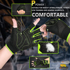 Moreok Workout Gloves Padded Weight Lifting Gloves For Men/Women, [3Mm Gel] Fingerless Grip Gym Gloves Fitness Gloves Green-M