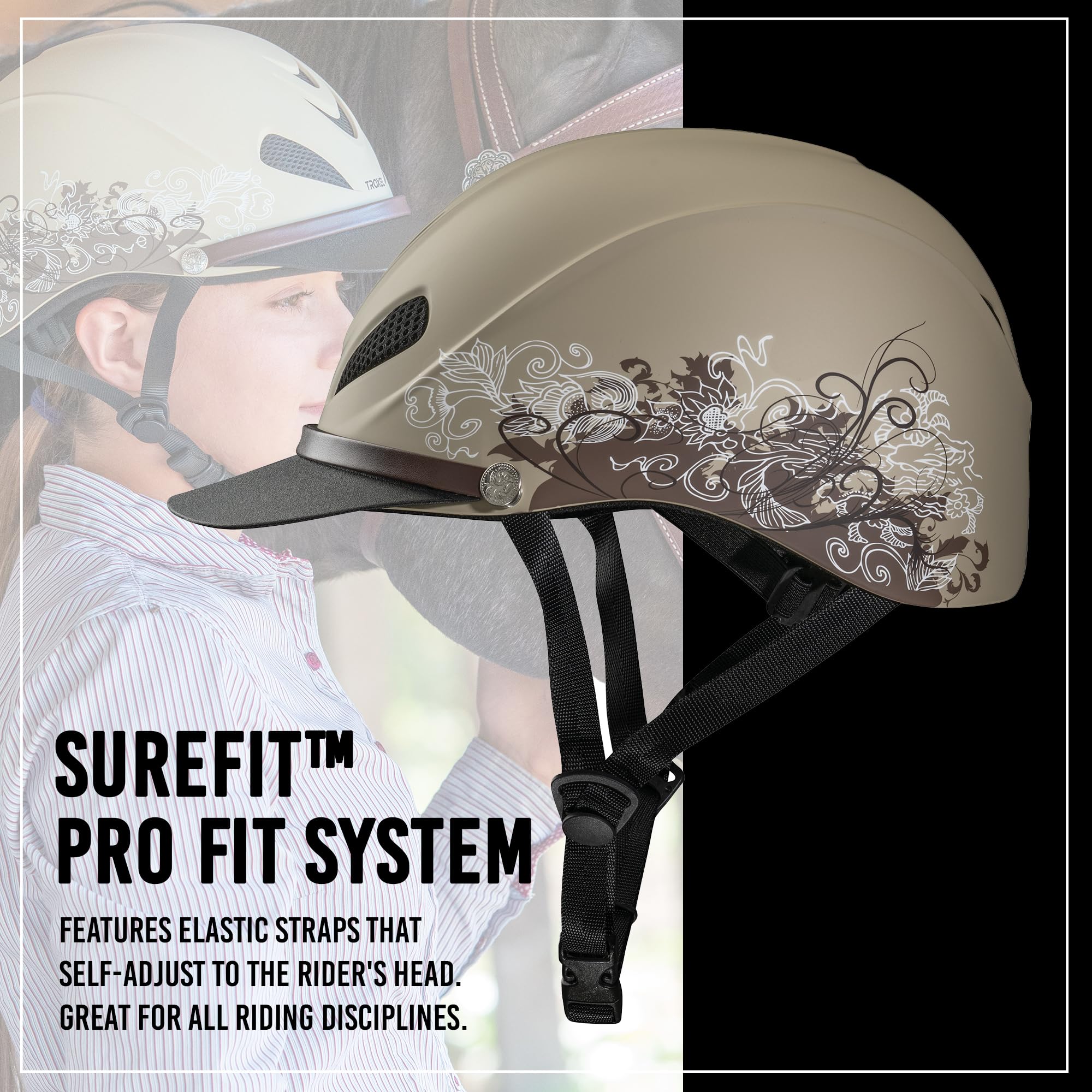 Troxel Dakota Trail Horse Riding Helmet, Low-Profile Light Adjustable Design, Safety Horseback Riding Gear, Medium (7 - 7-1/4),