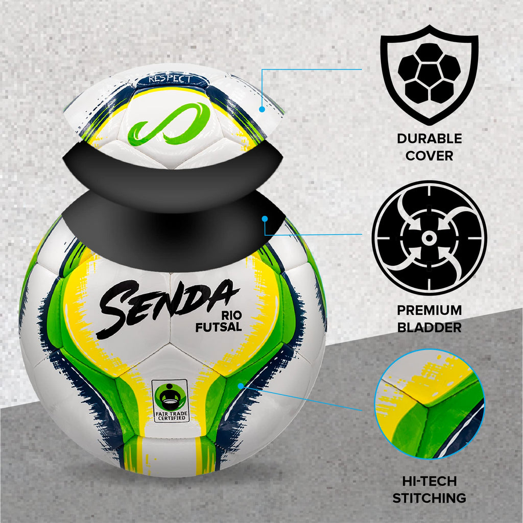 Senda Rio Match Futsal Ball, Fair Trade Certified, Green/Yellow, Size 4 (Ages 13 & Up)