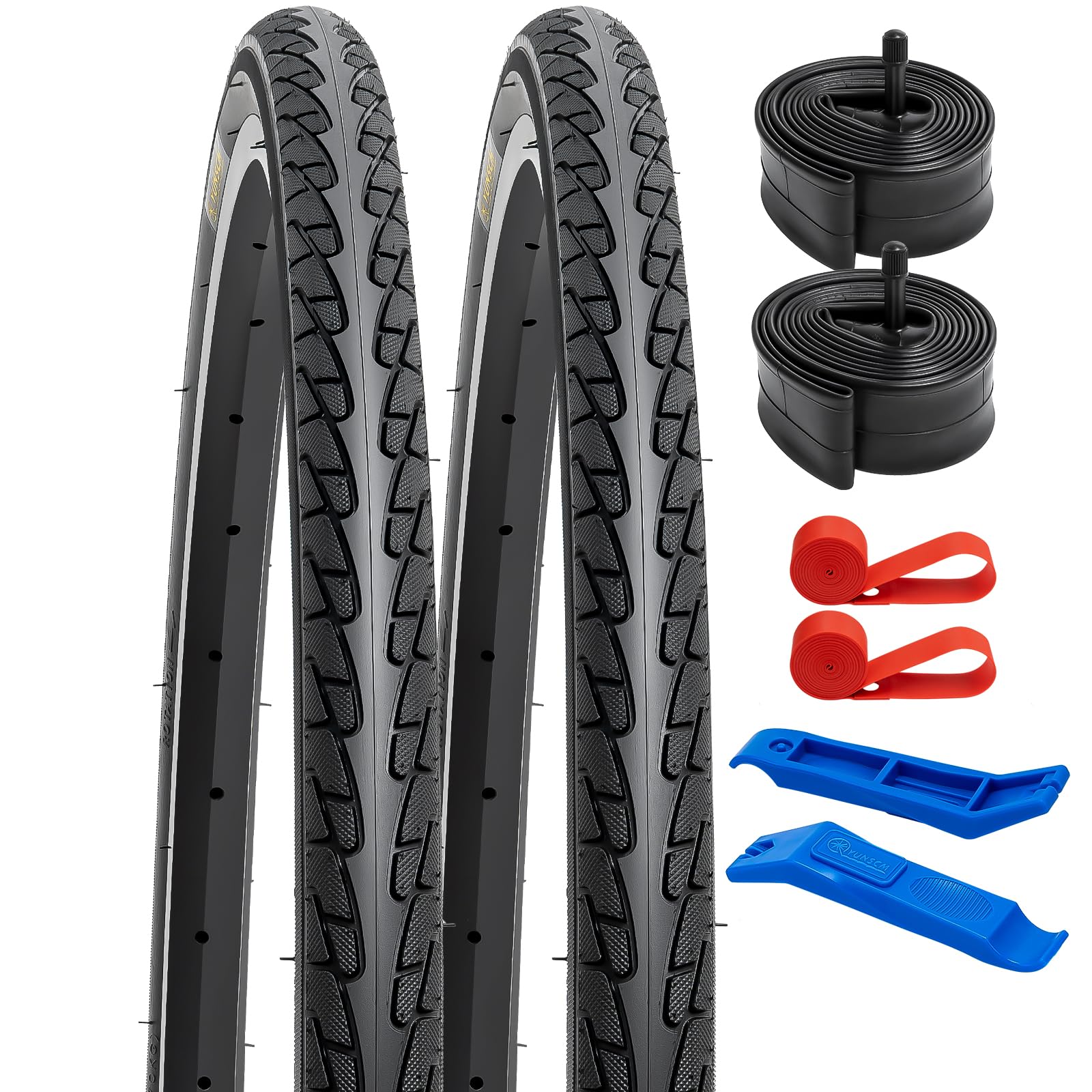 2 Pack 26 X 1 3/8 (37-590) Road Bike Tires Plus 2 Pack 26'' Bike Tubes 26X1 3/8 Av33 Schrader Valve Compatible With 26X1 3/8 Bik
