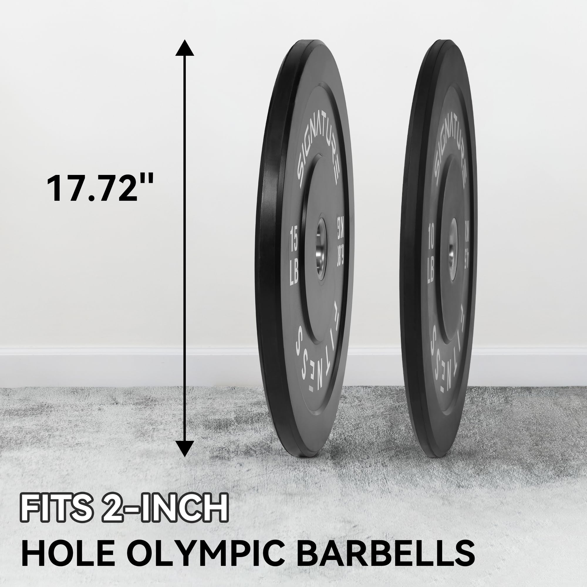 Fitvids 2'' Olympic Bumper Plate Weight Plates With Steel Hub, 50-Pound Set, 2X 10Lb, 2X 15Lb, Rubber