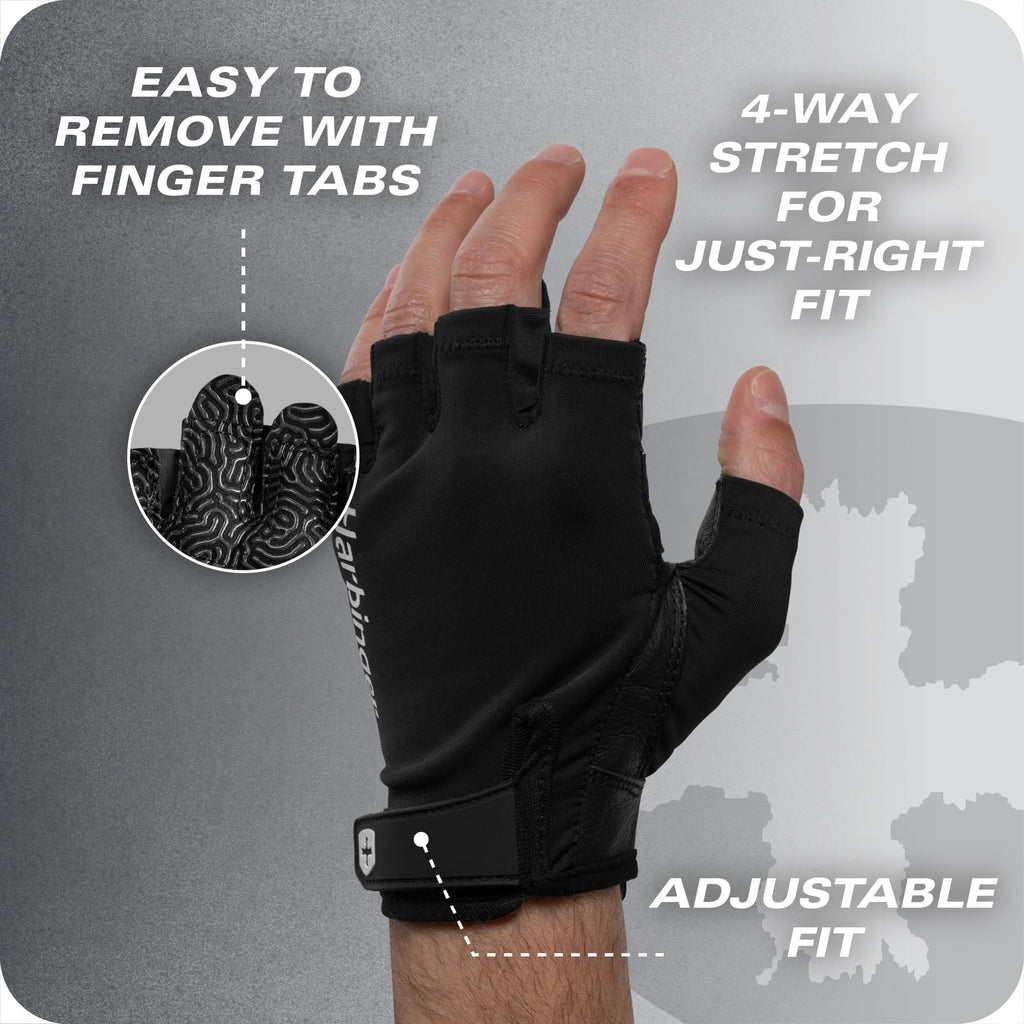 Harbinger Pro Gloves 3.0 - High Performance Training Gloves with Enhanced Grip, Breathable 4-Way Stretch, Leather Reinforcements