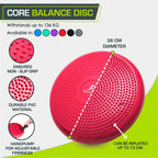 Prosourcefit Core Balance Disc Trainer, 14 Diameter With Pump For Improving Posture, Fitness, Stability, Red