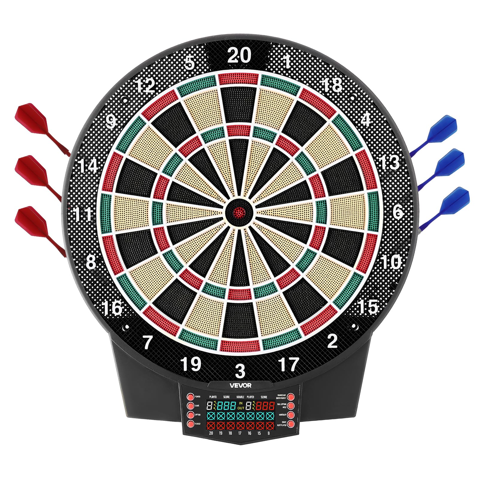 VEVOR Electronic Dart Board, 15.5 Target Dartboard with 43 Games & 320+ Variations for Up to 8 Players, 6 Dart Shafts with Fligh