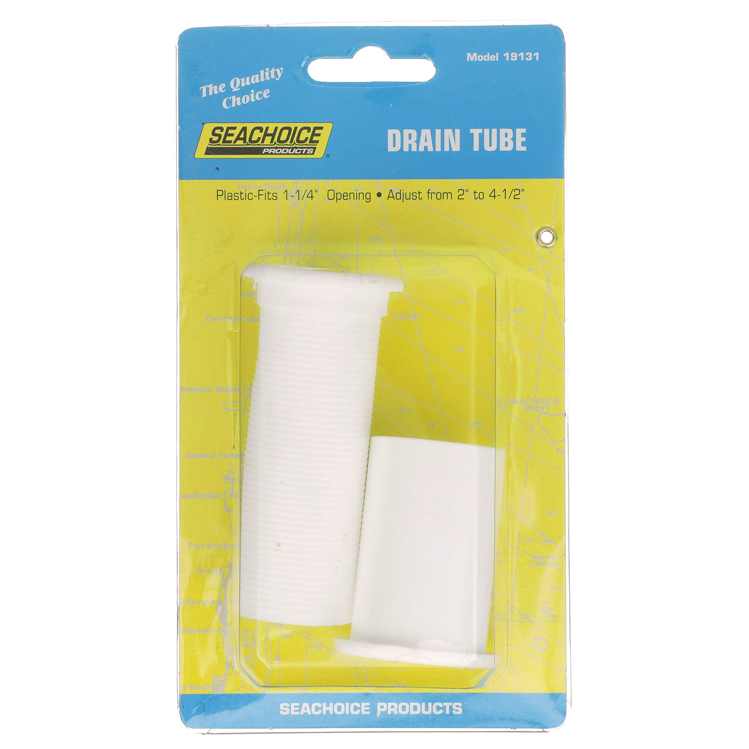 Seachoice Adjustable Splashwell Drain Tube, Fits 1-1/4 In. Opening, White Plastic