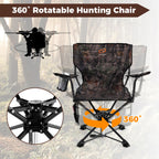 Goplus Swivel Camping Chair, 2 Pack Portable Hunting Chair For Adults W/Cup Holder & Carrying Bag, Folding 360-Degree Free Rotat