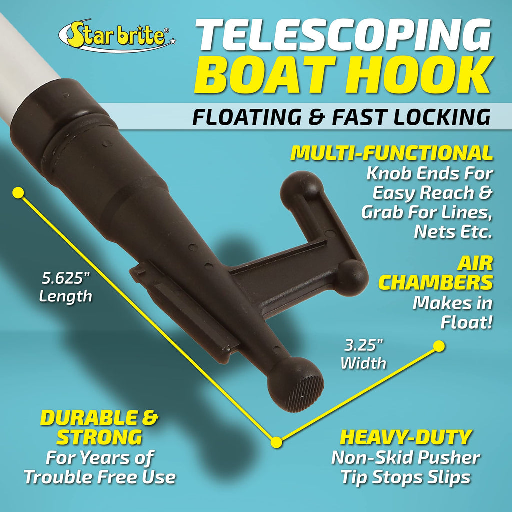 Star Brite Extending Boat Hook - Telescoping, Floating, Multi-Purpose - Extends From 4.5 Ft. (137 Cm) To 8 Ft. (243 Cm) (040609)