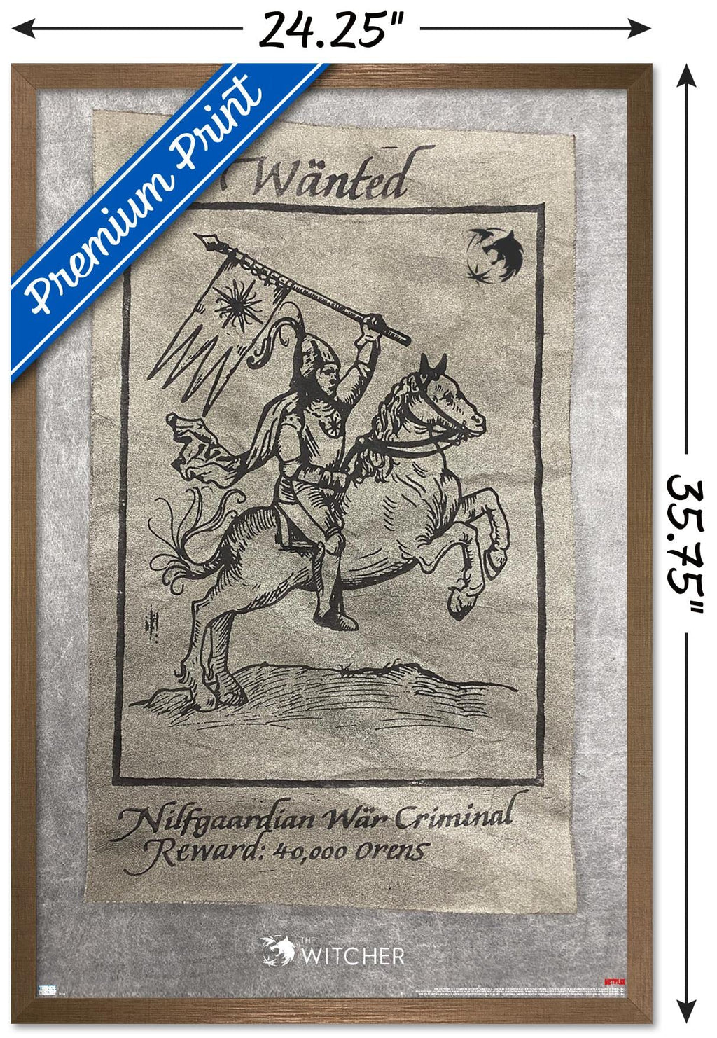 Trends International Netflix The Witcher Season 2-Wanted War Criminal Wall Poster, 22375 X 34, Bronze Framed Version