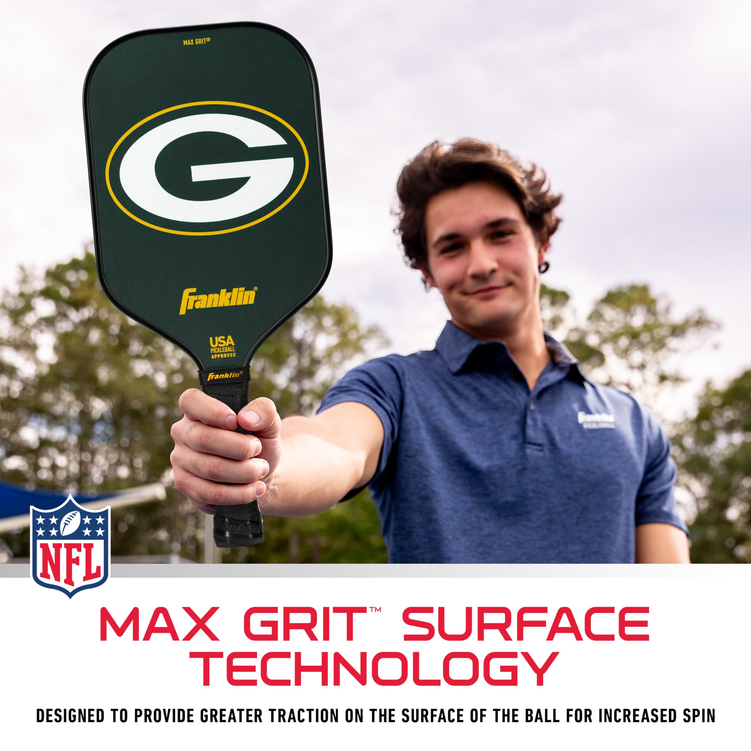 Franklin Sports Nfl Green Bay Packers Pickleball Paddle - Pickleball X - Polypropylene Core, Team Logo - Nfl Official Licensed P