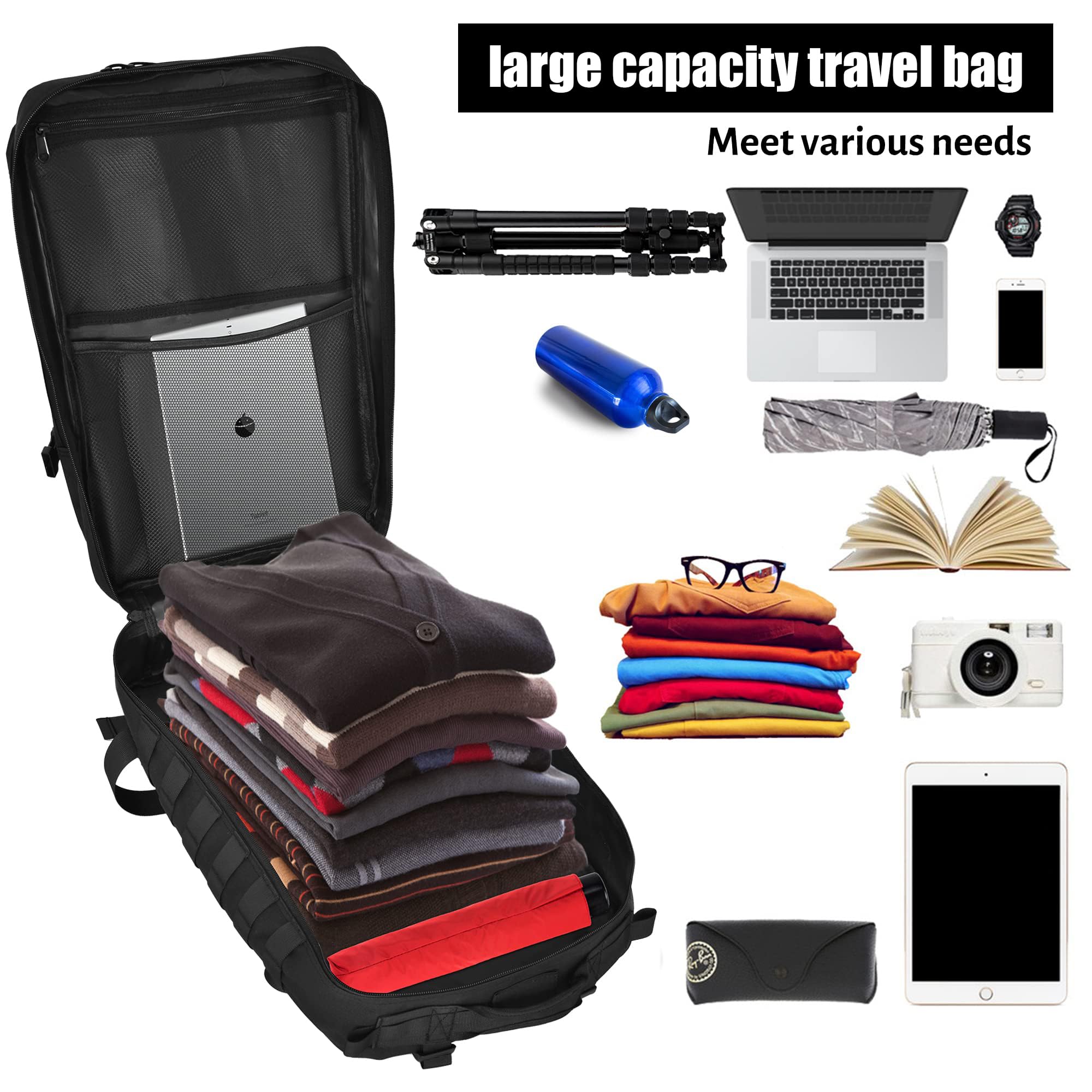Createy Military Tactical Backpack, Large Army 3 Day Assault Pack 45L Molle Bag Rucksack Bug Out Bag Daypacks With Molle System