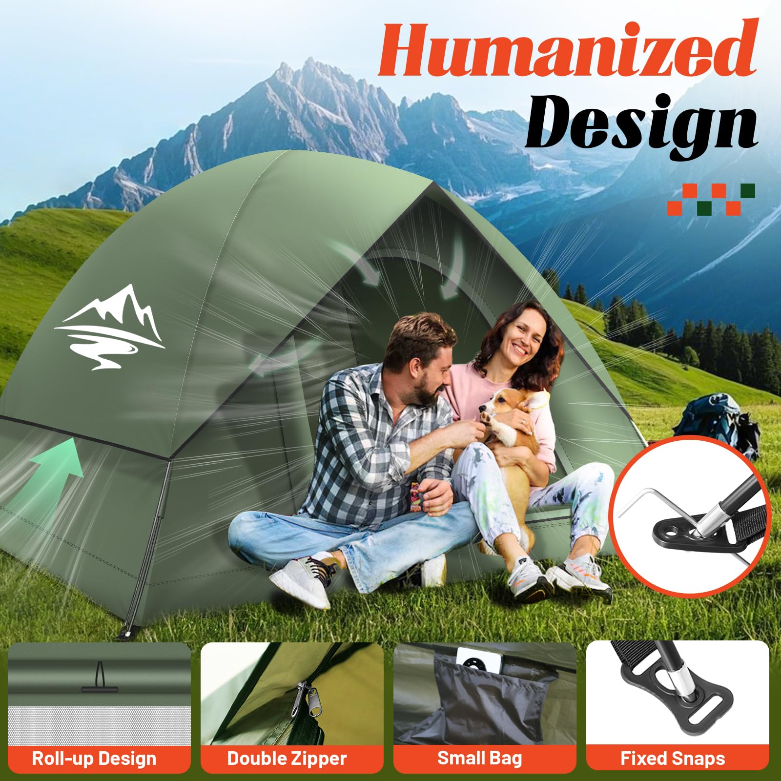 Tents For Camping 3-4 Person With Rainfly, Camping Tents Waterproof Windproof, Not Crowded For 2 Person Camping Tent, Outdoor Do