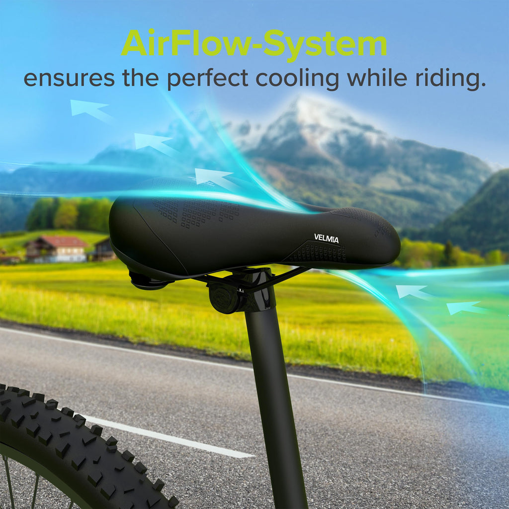 Velmia Trekking Bicycle Saddle - Comfortable Saddle For Men And Women - 3 Zone Concept - Waterproof Bicycle Seat With Ergonomic
