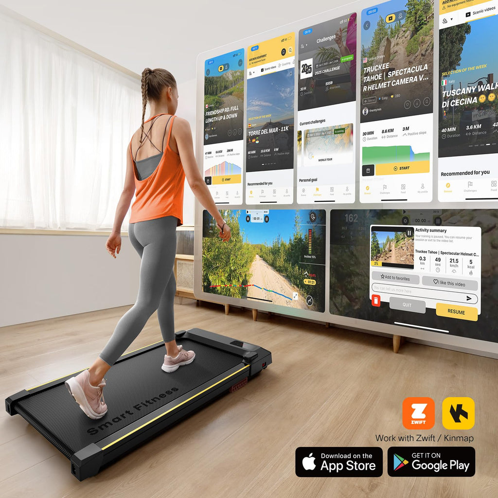 Walking Pad Smart With App, 3-In-1 Under Desk Treadmill For Home And Office, 2.5 Hp Portable Walking Jogging Running Machine Wit