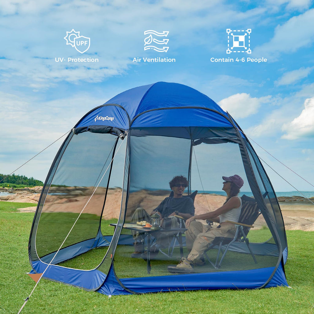 Kingcamp Pop Up Screen Tent, Camping Tent For 4-6 Person 10' X 10' Portable Screen House Room With Detachable Sunshade For Campi