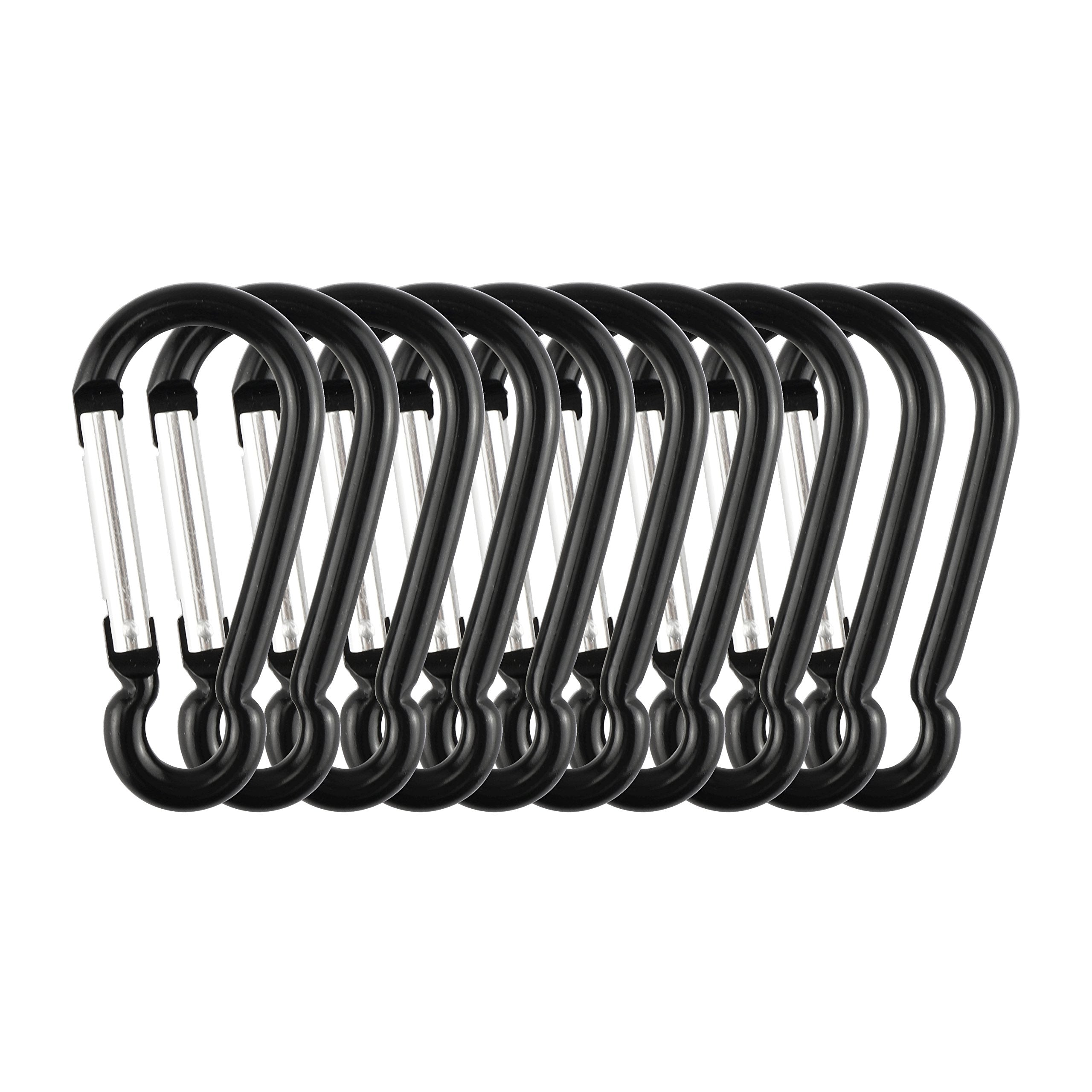Swatom Aluminum Carabiner Clip 3.1 Inches Spring Snap Hook Keyring Carabiners Black For Camping Traveling Hiking Keychains Outdo
