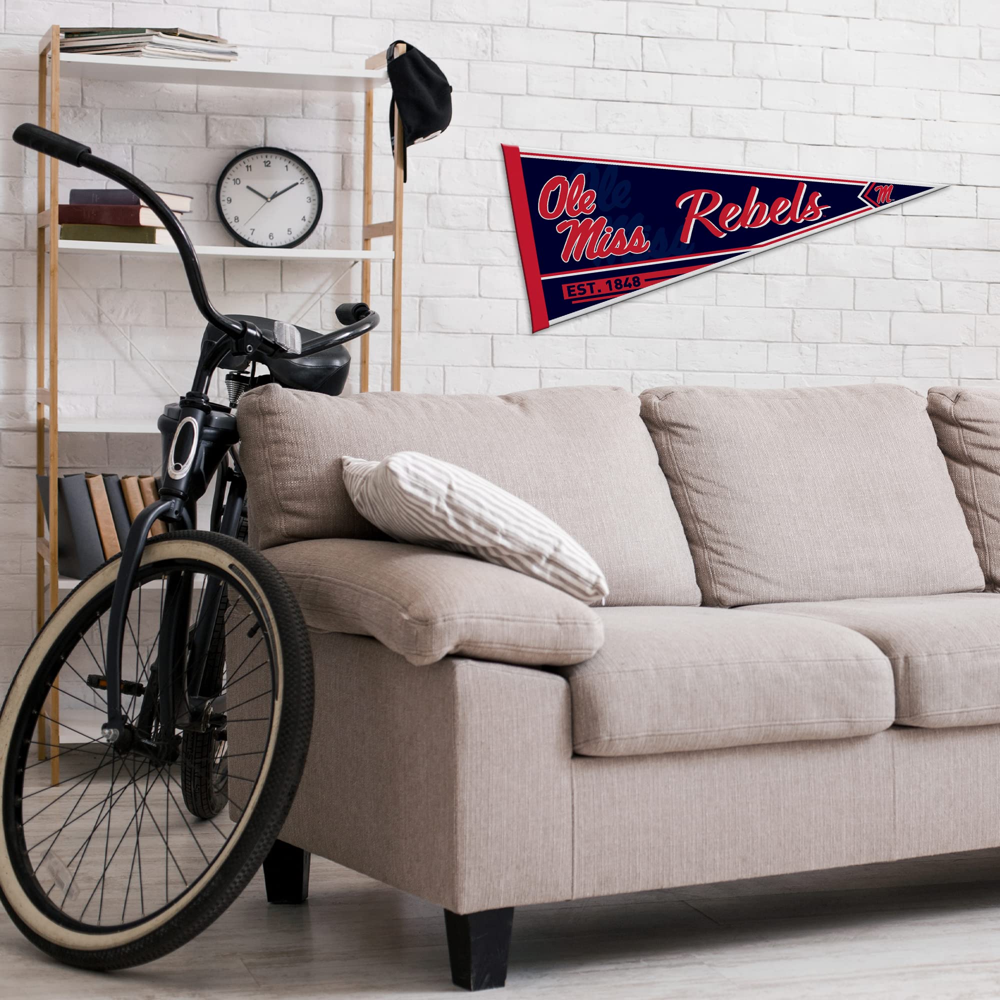 Rico Industries Ncaa Mississippi Rebels - Ole Miss Classic 12'' X 30'' Felt Wall D  Cor Pennant - Great For Home/Bed Room/Man Ca