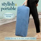 Florensi Yoga Bolster Pillow - Luxurious Velvet Bolster For Restorative Yoga - Large Rectangular Cushion With Carry Handle - Sup