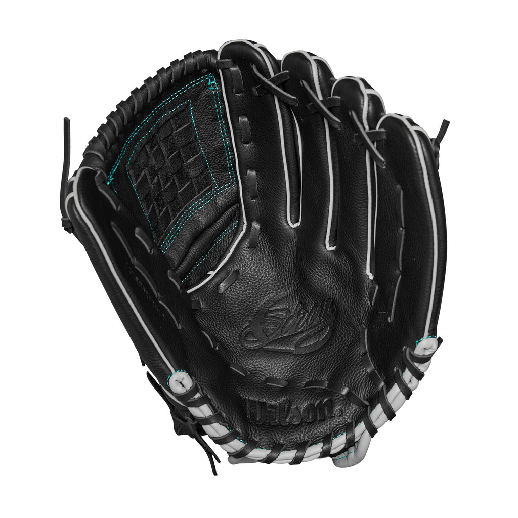 Wilson 2024 A500 Siren 12    Youth Infield Fastpitch Softball Glove - Left Hand Throw, Black/Teal