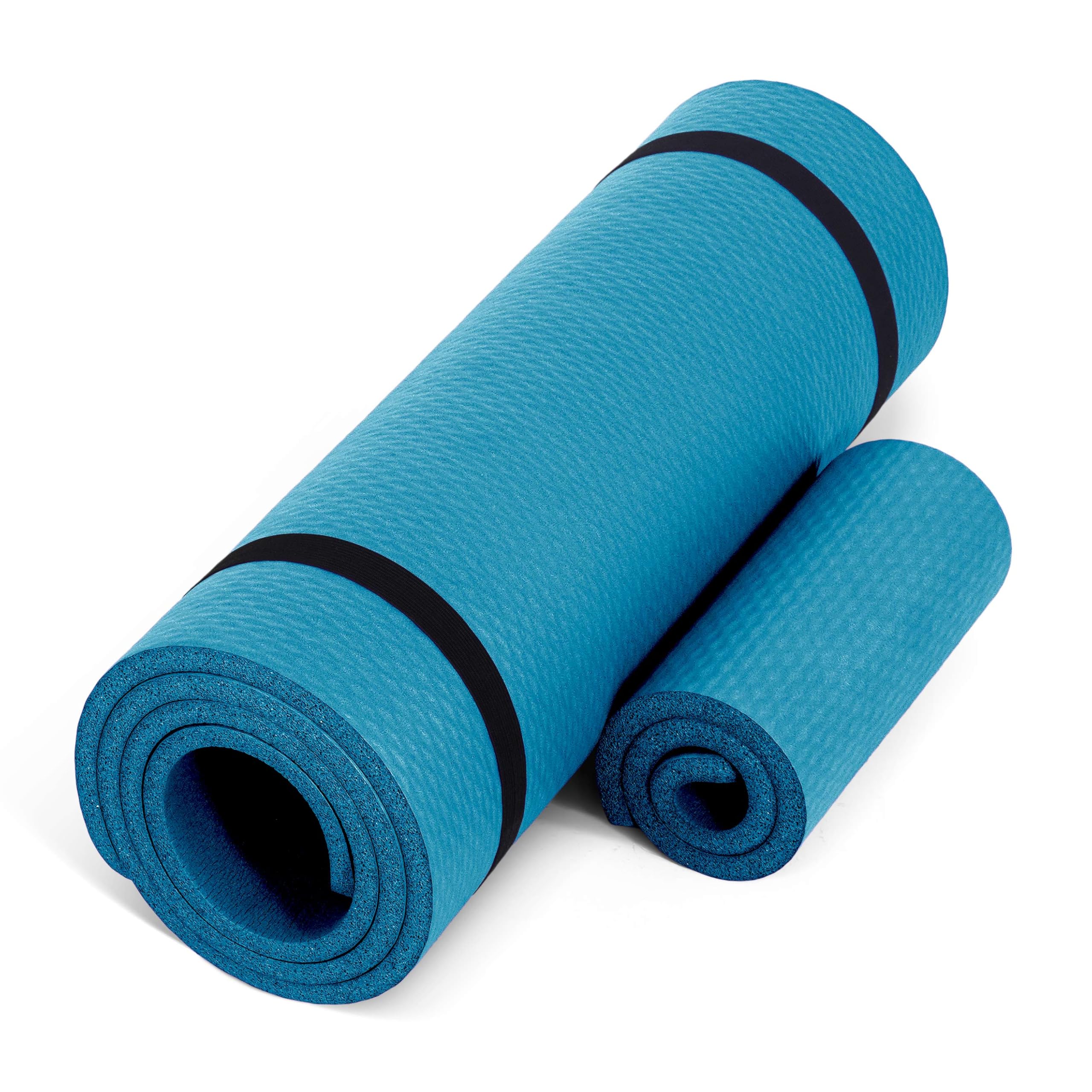 CAP Barbell High Density Exercise Yoga Mat with strap and Knee Pad 71x24x1/2 - TEAL