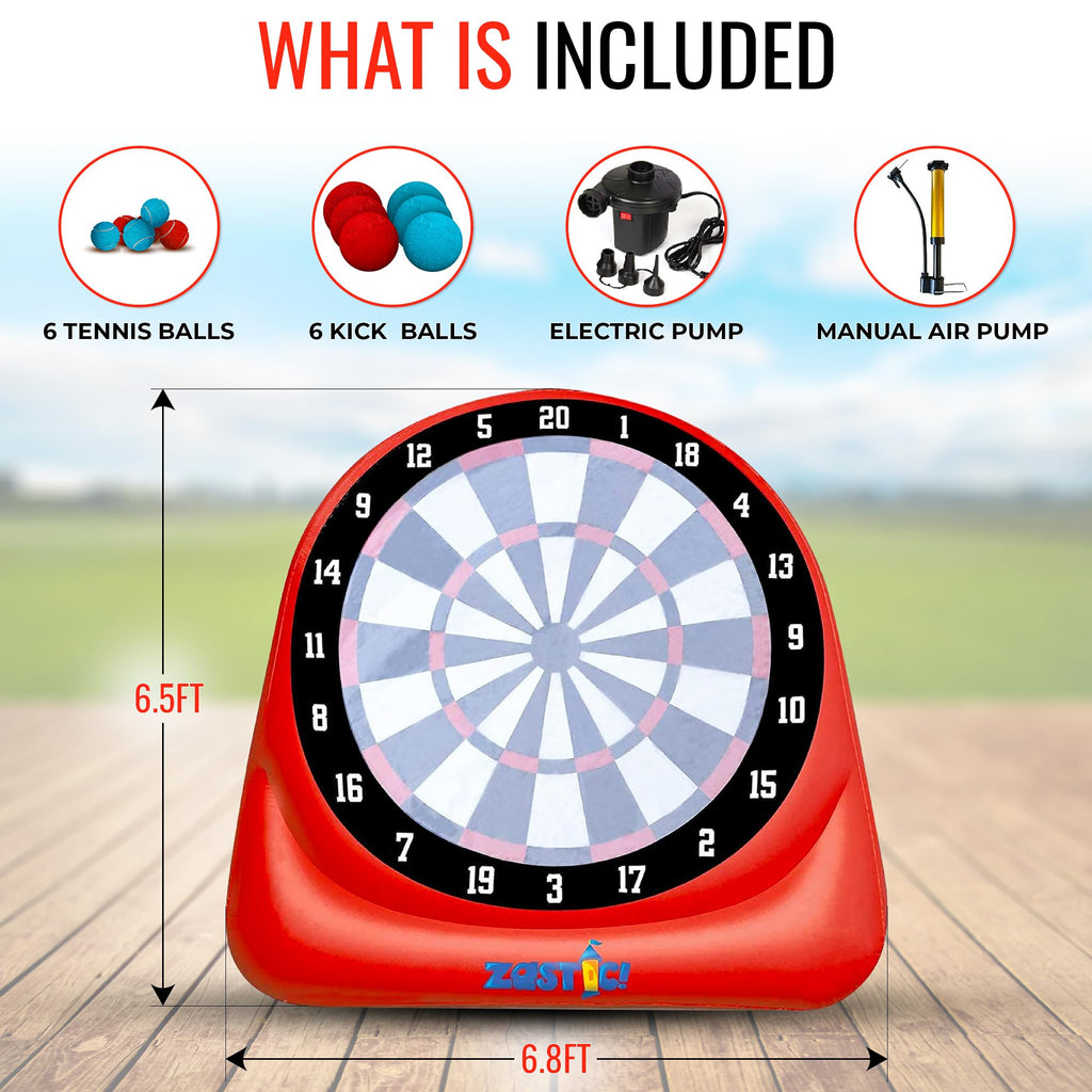 Zastic! The Original Giant 6Ft Tall Inflatable Kick Darts Game  Jumbo Outdoor Soccer Target Board For Back Yard Games Activity