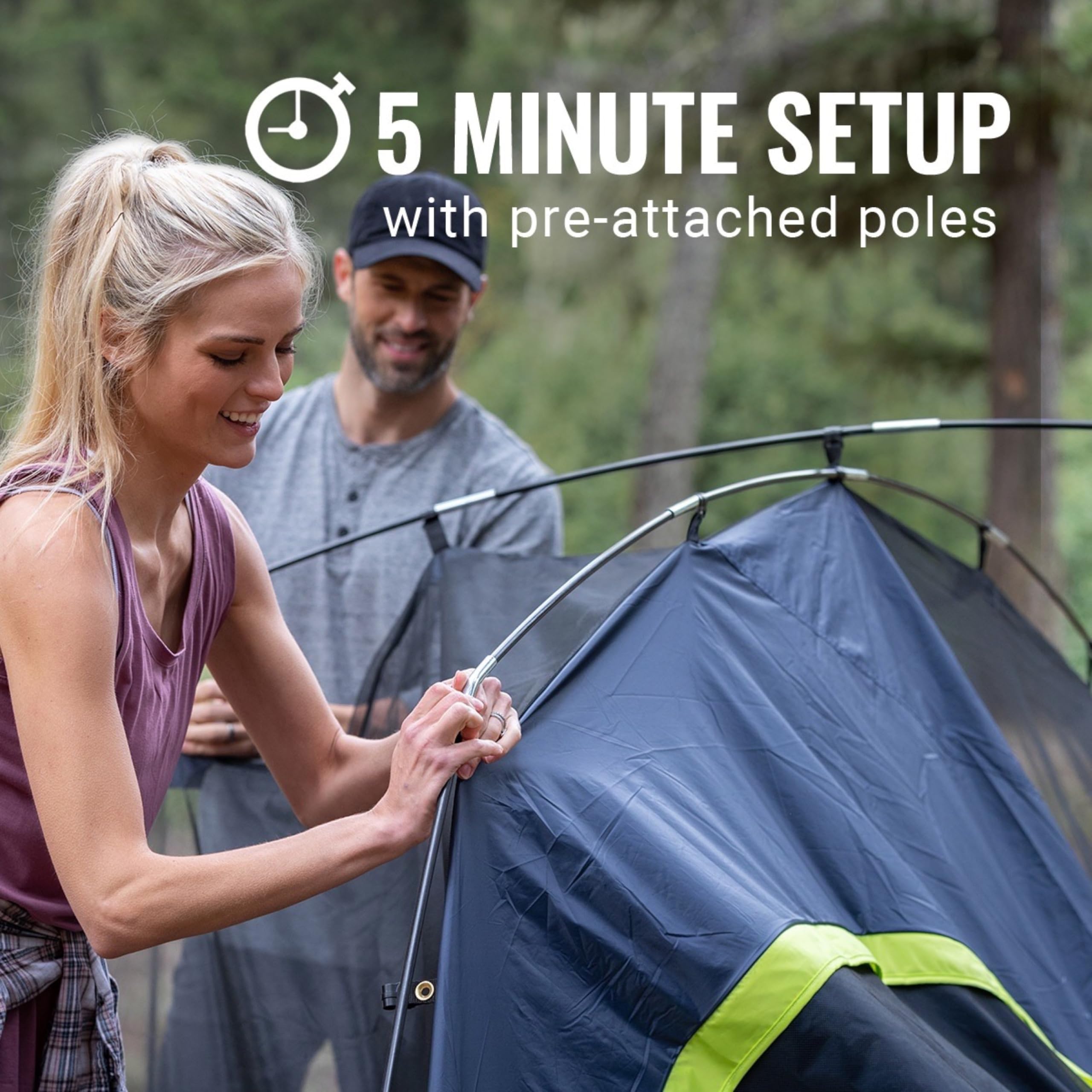 Coleman 8-Person Skydome Dark Room Tent With Rainfly, 5 Minute Setup, Blocks 90% Of Sunlight, 20% More Headroom Than Traditional