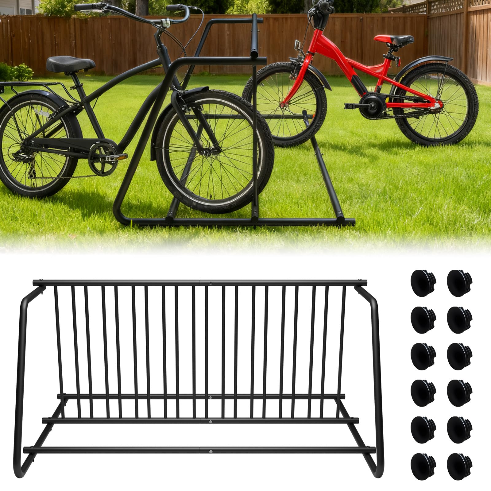 YuLuoXiang 10 Bike Rack 61 Inch Heavy Duty Double Side Grid Bike Stand Powder Coated Steel Bicycle Parking Rack for Garage Schoo