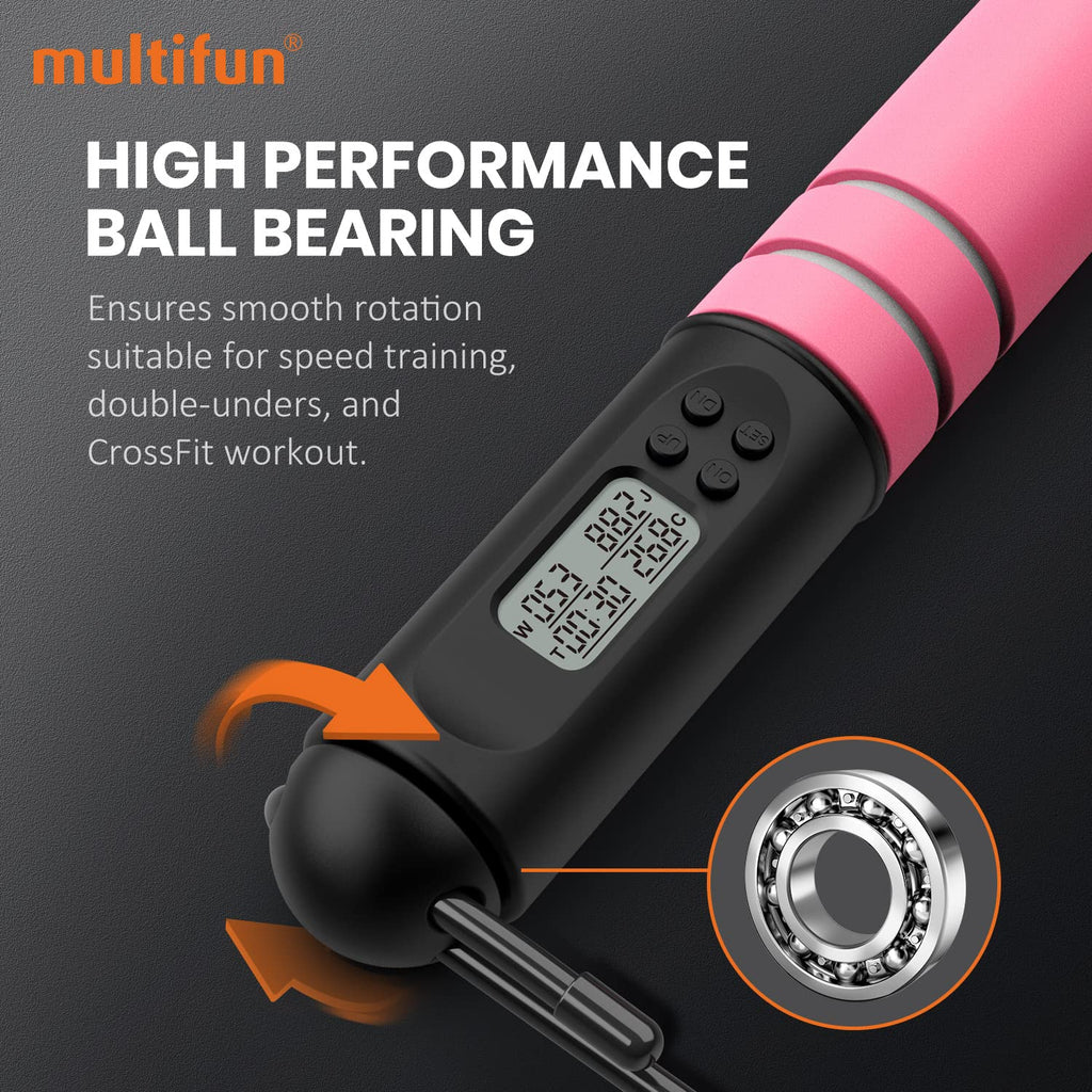 Jump Rope, Multifun Speed Skipping Rope With Calorie Counter, Adjustable Digital Counting Jump Rope With Ball Bearings And Alarm