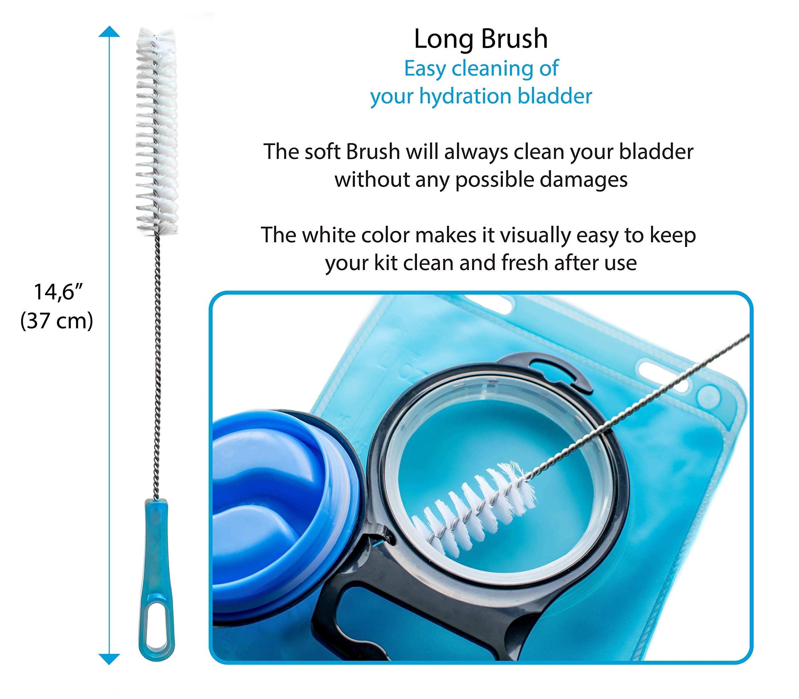 Innerfit Hydration Bladder Cleaning Kit - 5 In 1 Water Bladder Cleaning Kit For Universal Bladders - 3 Brushes - 1 Collapsible F
