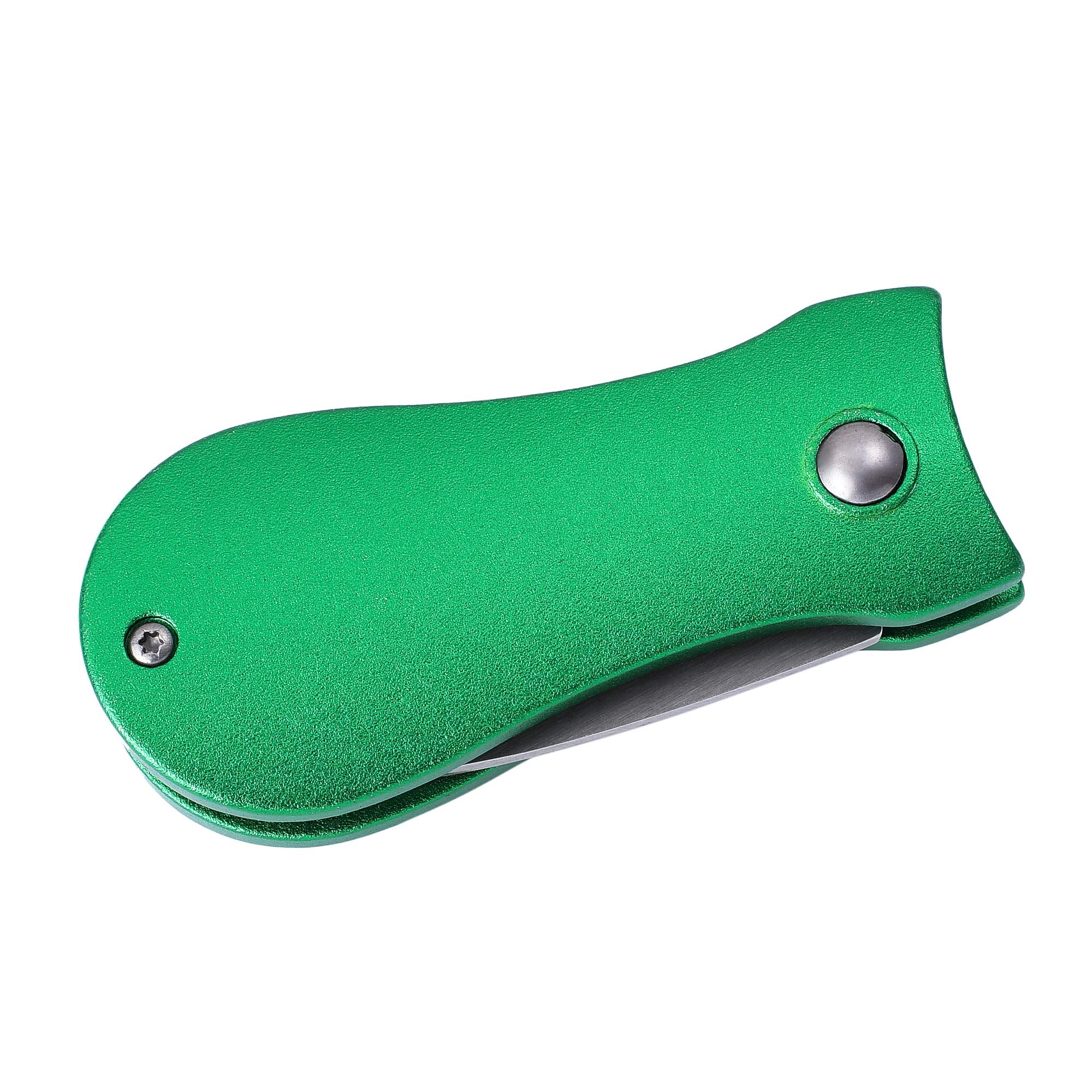 Mile High Life All Metal Foldable Golf Divot Tool With Pop-Up Button & Magnetic Ball Marker (Green Bone)