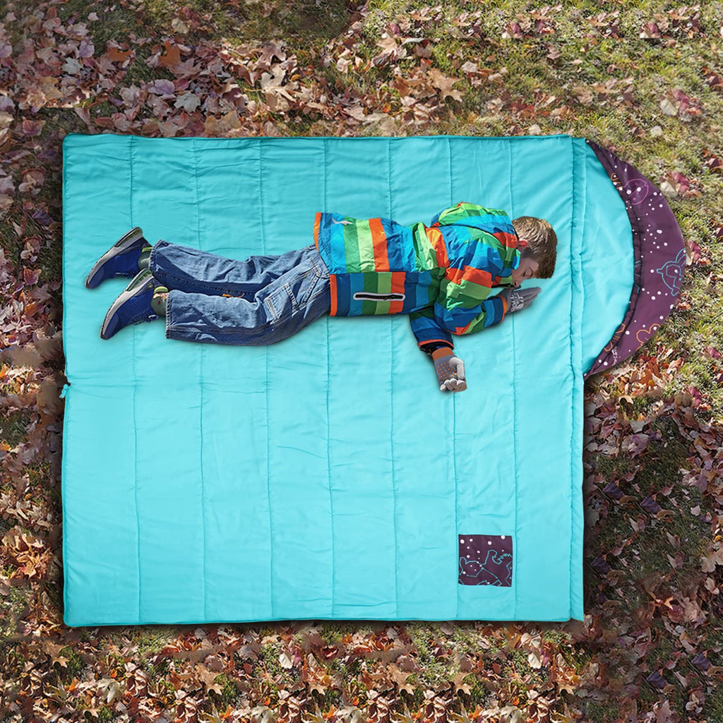 Acecamp 3 Seaons Sleeping Bags For Youth Boys And Girls, Lightweight Glowing In The Dark, Perfect For Slumber Parties, Camping A