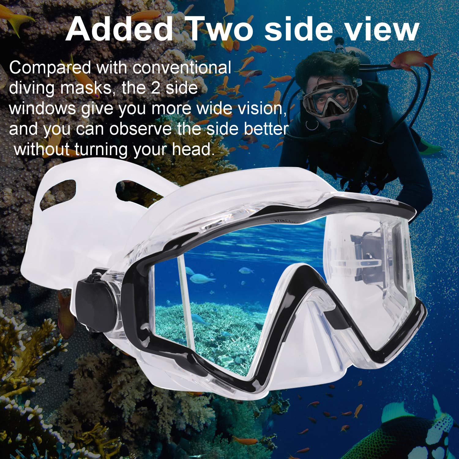 Aqua A Dive Sports Diving Mask Anti-Fog Swimming Snorkel Mask Suitable For Adults Scuba Dive Swim Snorkeling Goggles Masks (Blac