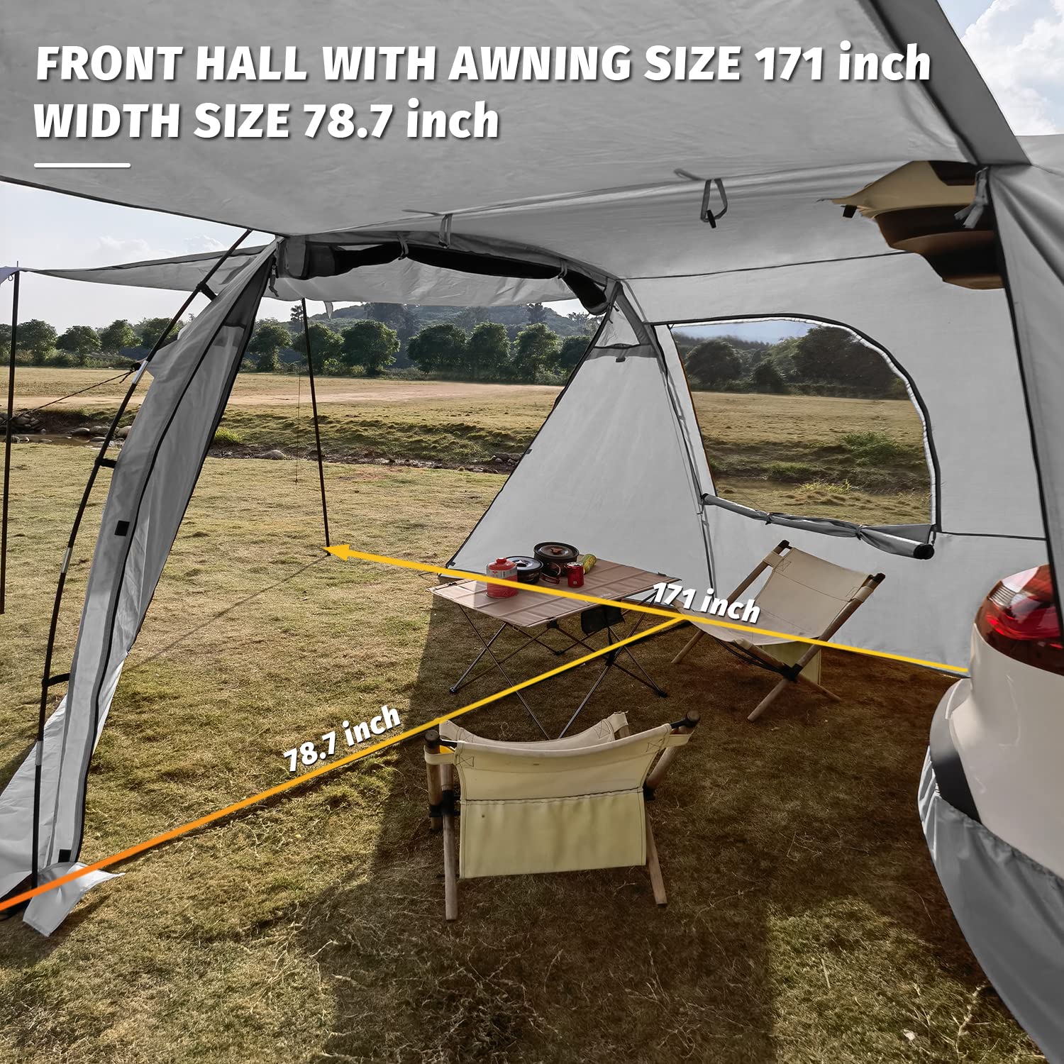 Kampkeeper Suv Car Tent, Tailgate Shade Awning Tent For Camping, Vehicle Camping Tents Outdoor Travel (Gray)